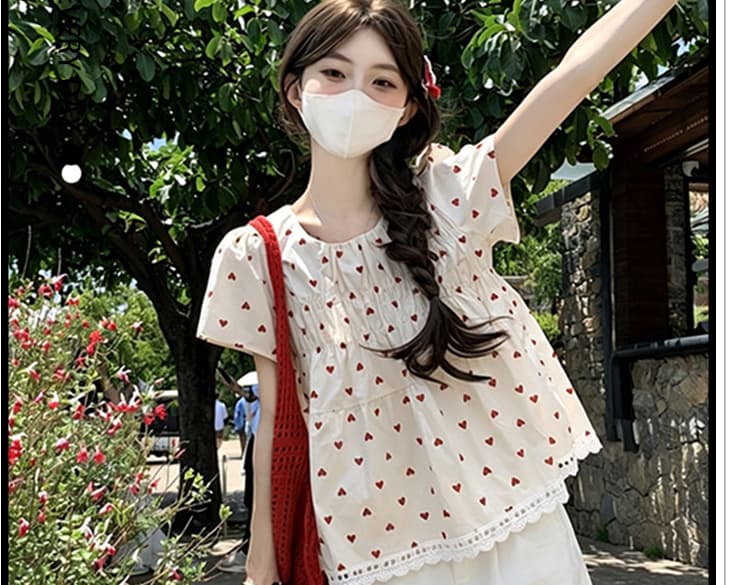 신제품 지금 여름 한국 스타일 인형 셔츠 레이스 레이스 맨위 화이트 짧은 바지 착용 가져 가라. 전체 집합 상세 이미지 5