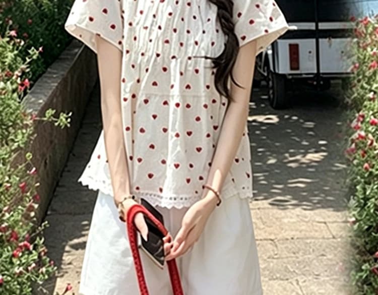 신제품 지금 여름 한국 스타일 인형 셔츠 레이스 레이스 맨위 화이트 짧은 바지 착용 가져 가라. 전체 집합 상세 이미지 16