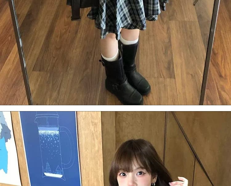 신제품 지금 여름 레트로 체크무늬 V넥 패치워크 고급 센스 품격 슬림해 보이는 꽃밭 민소매 드레스 상세 이미지 15