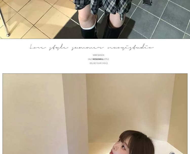 신제품 지금 여름 레트로 체크무늬 V넥 패치워크 고급 센스 품격 슬림해 보이는 꽃밭 민소매 드레스 상세 이미지 17