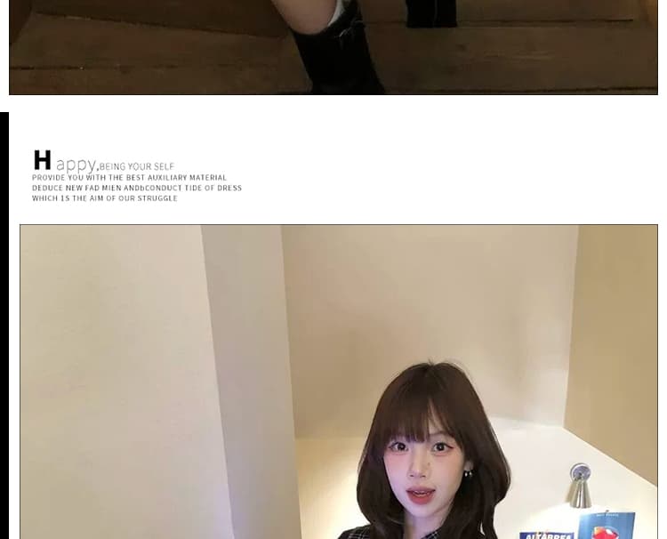 신제품 지금 여름 레트로 체크무늬 V넥 패치워크 고급 센스 품격 슬림해 보이는 꽃밭 민소매 드레스 상세 이미지 19