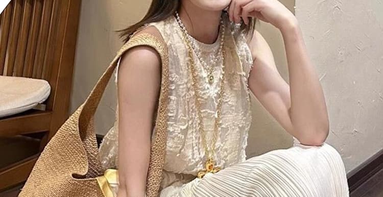 신제품 지금 한 부서 루즈핏 패션 섹션 캐주얼 레이스 홀로우 아웃 페이크 레이어드 조끼 롱 스커트 상세 이미지 5
