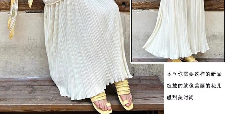 신제품 지금 한 부서 루즈핏 패션 섹션 캐주얼 레이스 홀로우 아웃 페이크 레이어드 조끼 롱 스커트 상세 이미지 9