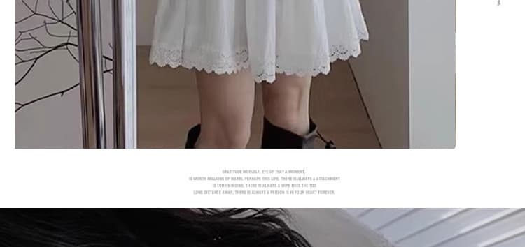 신제품 지금 프랑스식 봄 가을 새로운 V넥 레이스 홀로우 아웃 디자인 센스 인기 거품 소매 루즈핏 드레스 상세 이미지 30