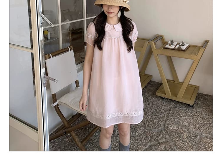 신제품 지금 여름 아름다운 거품 소매 슬림해 보이는 요정 천 금빛 바람 달콤함 소녀 바람 핑크색 드레스 상세 이미지 12