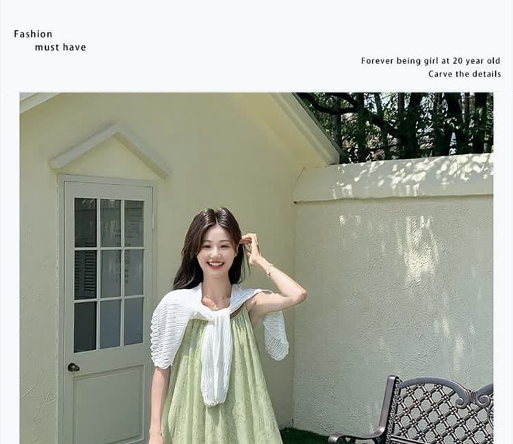신제품 지금 여름 새로운 트렌디 엄마 외출용 슬림해 보이는 녹색 레이스 자수 품격 슬립 드레스 상세 이미지 12