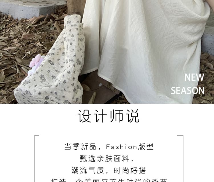 신제품 지금 봄 가을 새로운 느긋한 바람 센 부서 레트로 면 린넨 자카드 디자인 센스 주름 긴팔 드레스 상세 이미지 2