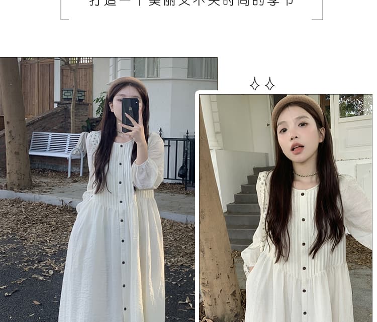 신제품 지금 봄 가을 새로운 패션 작은 청신 고급 센스 착용 빅 사이즈 루즈핏 외국 가스 연령 감소 드레스 상세 이미지 3