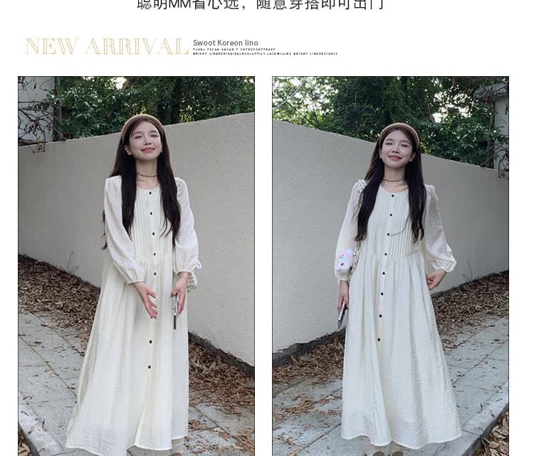 신제품 지금 봄 가을 새로운 패션 작은 청신 고급 센스 착용 빅 사이즈 루즈핏 외국 가스 연령 감소 드레스 상세 이미지 8
