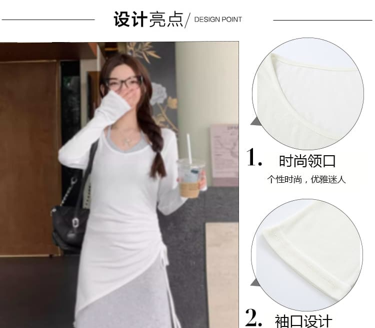 신제품 지금 봄 가을 새로운 임신 기간 착용 가져 가라. 페이크 레이어드 맨위 화이트 복부 지지 반바지 세트 상세 이미지 7