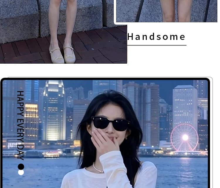 신제품 지금 봄 가을 프랑스식 패션 프린트 자외선 차단 티셔츠 블라우스 넓은 다리가 짧다. 바지 캐주얼 투피스 세트 상세 이미지 4