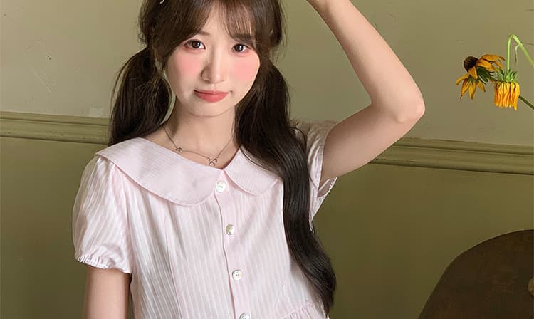 2026 년 여름 새로운 달콤함 작은 청신 전후 둘 착용 스트라이프 분말 색상 시스템 벨트 드레스 상세 이미지 16