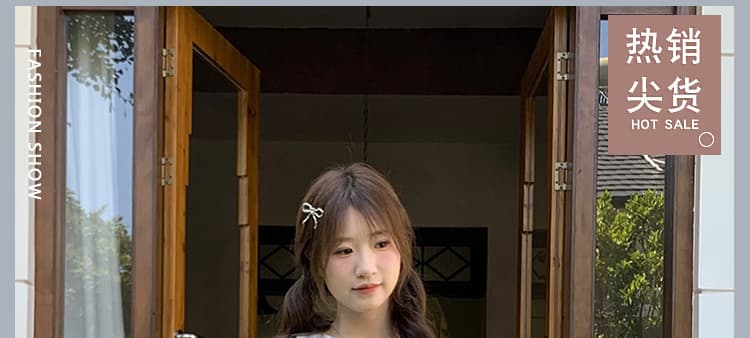 실사 2026 년 여름 새로운 달콤함 작은 청신 세로 줄무늬 레이스 나비 매듭 부서 벨트 드레스 상세 이미지 1
