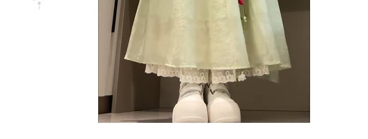 달콤함 귀여운 오프숄더 소매 드레스 여자 학생 한 부서 연령 감소 불규칙 중간 길이 드레스 상세 이미지 11