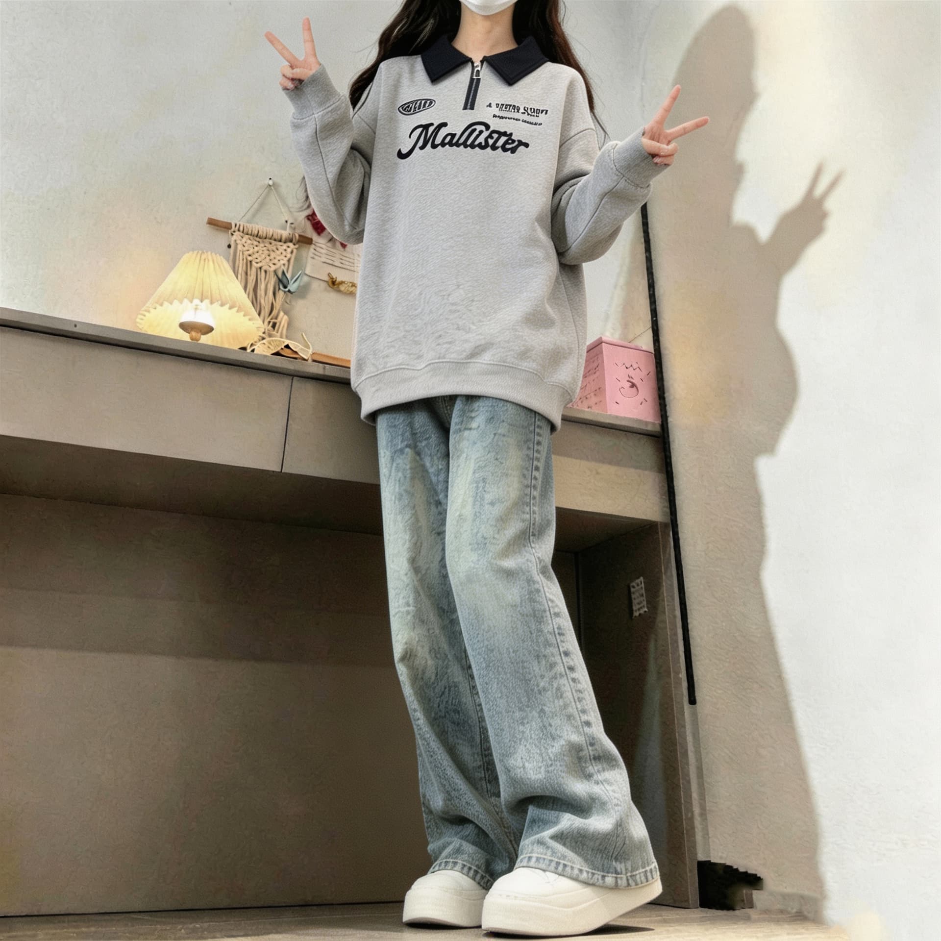 2026 년 가을 겨울철 새로운 학원 스타일 풀오버 알파벳 자수 꽃 루즈핏 다용도 후드티 상세 이미지 7