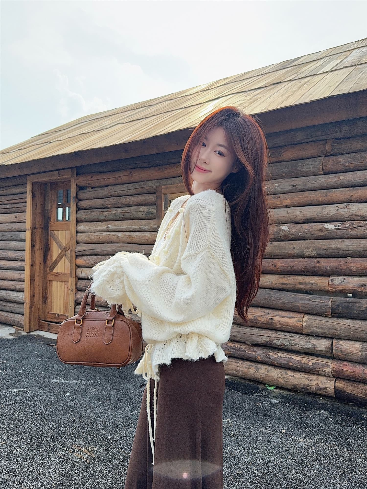 실사 정가 이른 가을 홀로우 아웃 V넥 루즈핏 펌프 로프 느긋한 바람 니트 스웨터 슬림해 보이는 맨위 상세 이미지 10