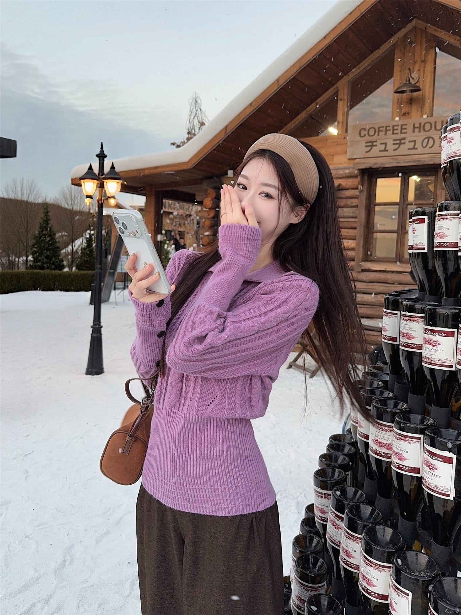 실사 정가 프랑스식 폴로 칼라 풀오버 꽈배기 스웨터 여자 가을 느긋한 바람 긴팔 니트 스웨터 맨위 상세 이미지 13