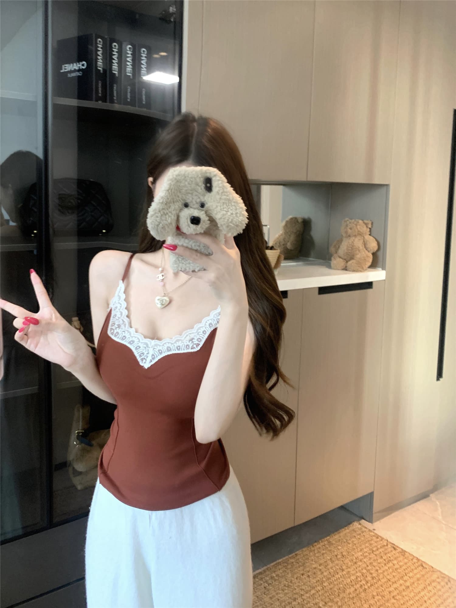 실사 정가 가을 겨울 연삭 털 조끼 여성 벨트 가슴 패드 순수한 욕망 레이스 만나는 인사이드 가져 가라. 슬립 맨위 여성 상세 이미지 18
