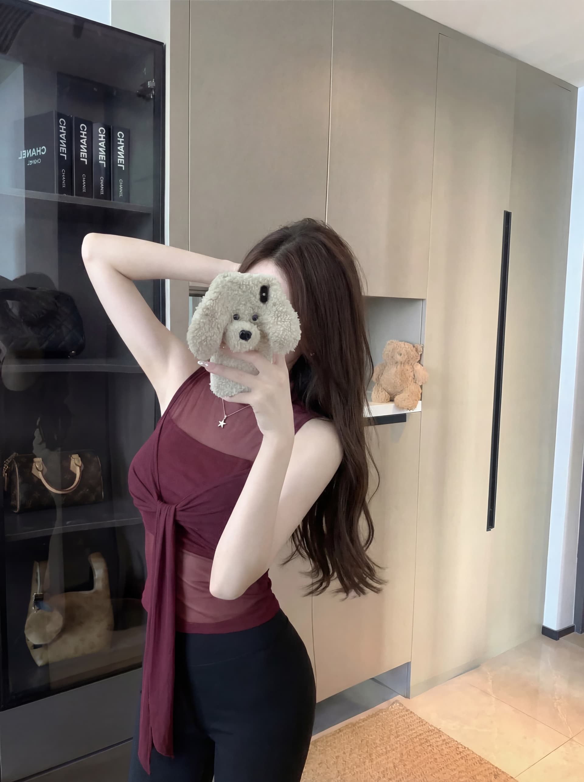 실사 정가 핫걸 망사 패치워크 라운드 넥 민소매 조끼 슬림해 보이는 벨트 가슴 패드 의류 상세 이미지 12