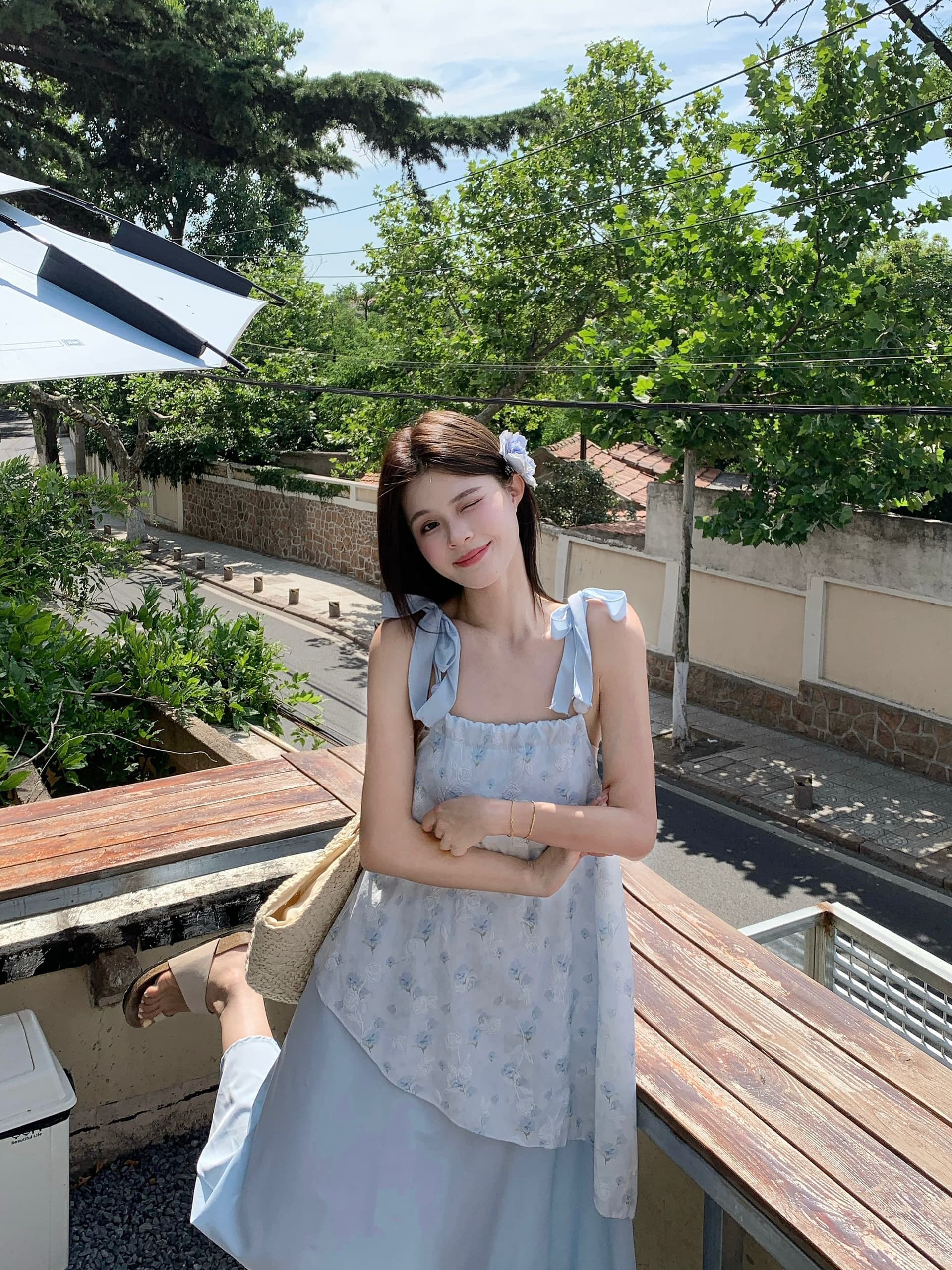 실사 해변가 휴가 꽃무늬 슬립 드레스 여성 여름 부드러운 바람 품격 불규칙 페이크 레이어드 슬림해 보이는 한 마디 치마 상세 이미지 13