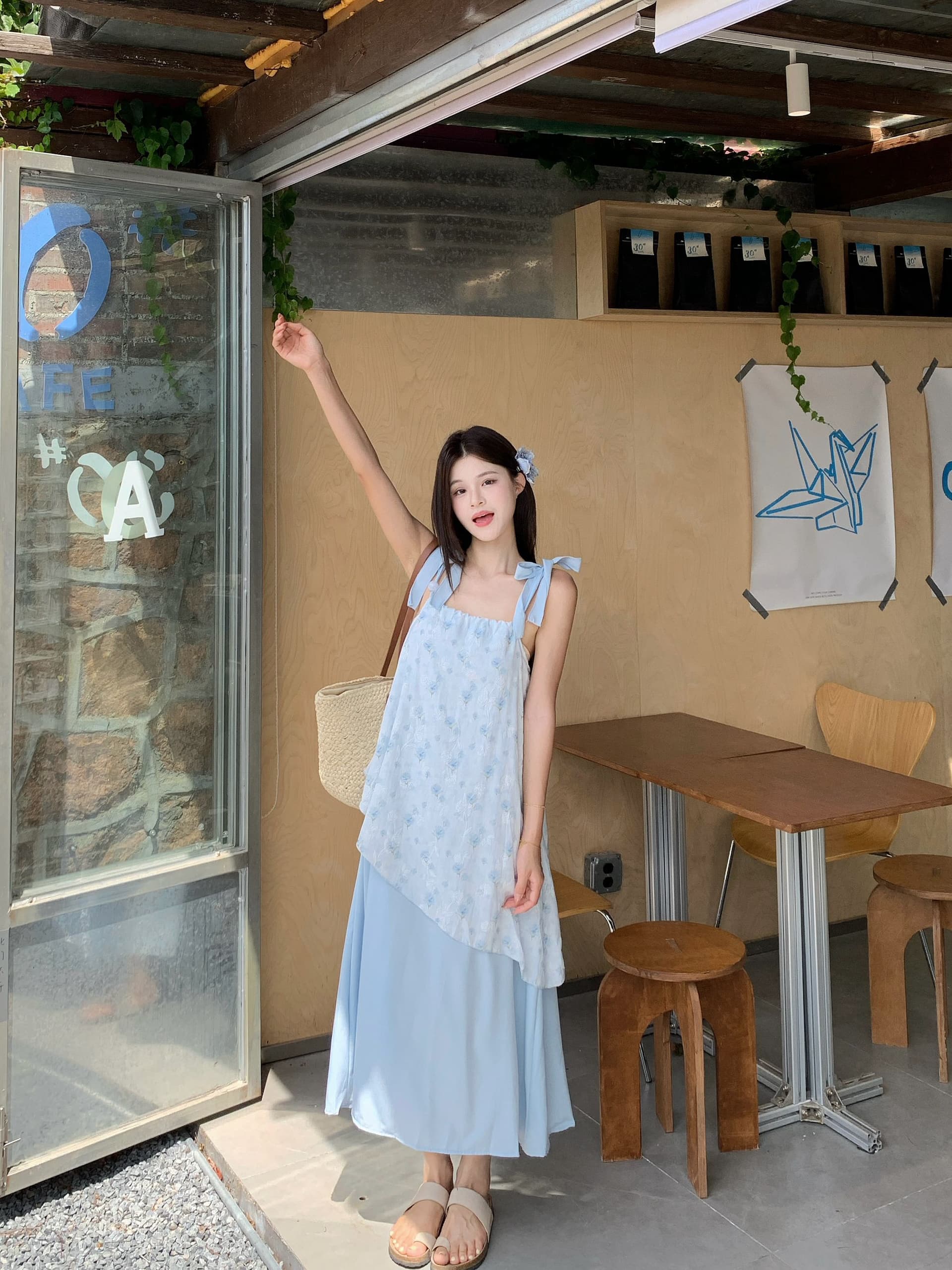 실사 해변가 휴가 꽃무늬 슬립 드레스 여성 여름 부드러운 바람 품격 불규칙 페이크 레이어드 슬림해 보이는 한 마디 치마 상세 이미지 17