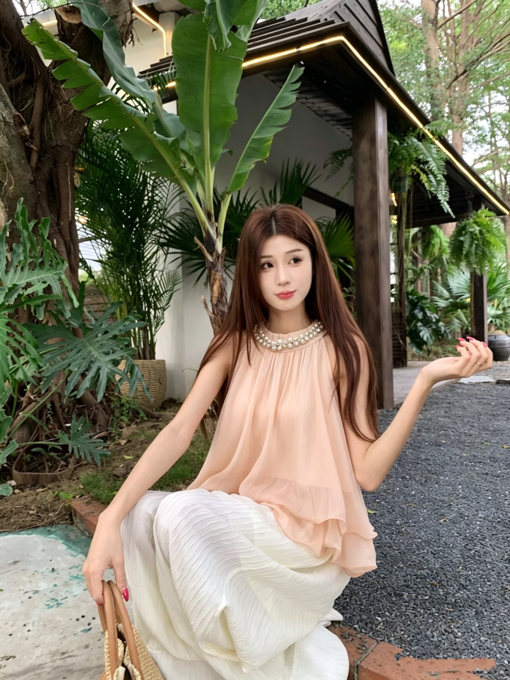 실사 명문 여성 천 골드 무거운 작업 다이아몬드 세팅 민소매 쉬폰 여성 셔츠 여름 새로운 루즈핏 슬림해 보이는 작은 셔츠 트렌디 이미지 4