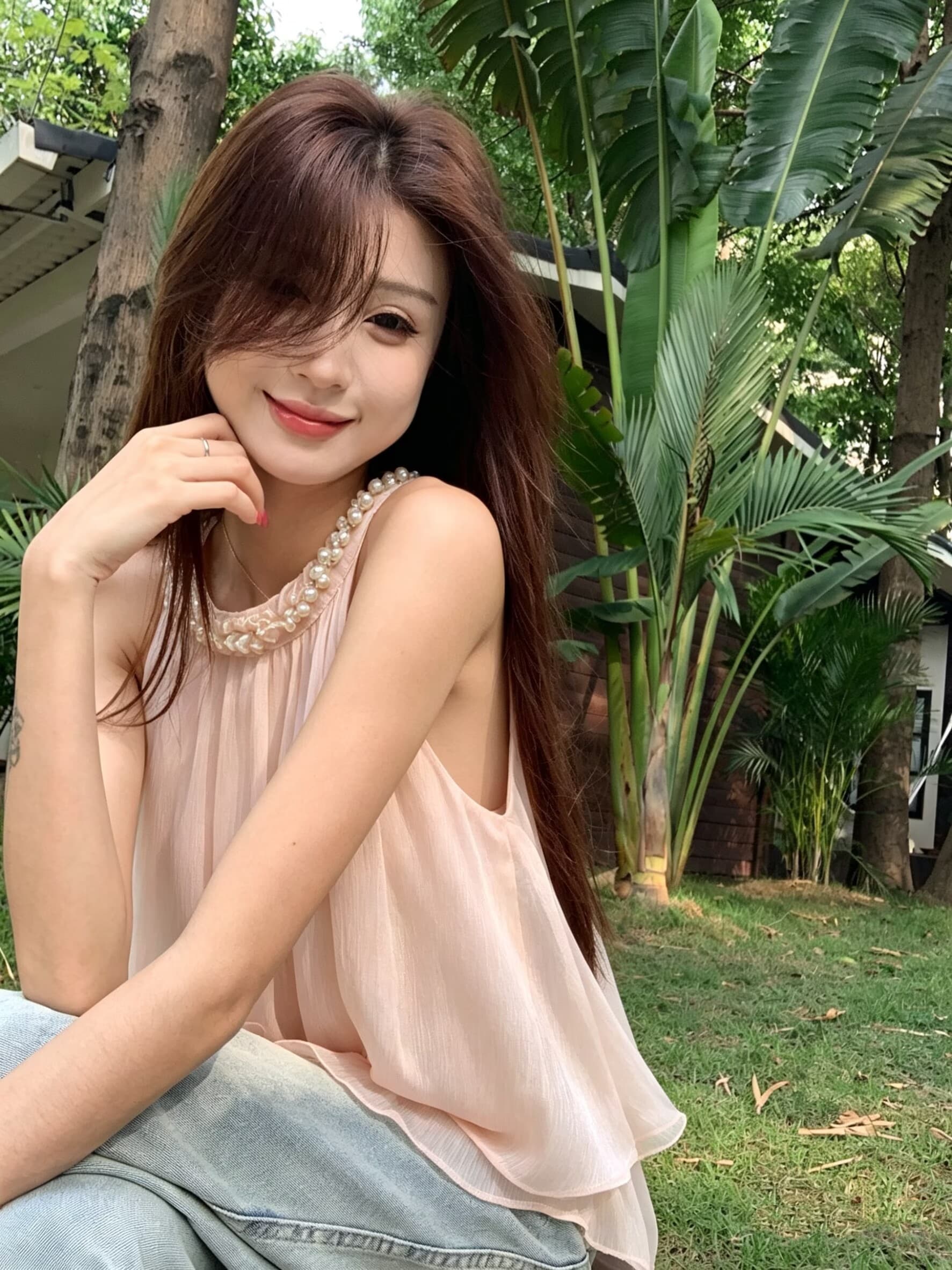 실사 명문 여성 천 골드 무거운 작업 다이아몬드 세팅 민소매 쉬폰 여성 셔츠 여름 새로운 루즈핏 슬림해 보이는 작은 셔츠 트렌디 상세 이미지 7
