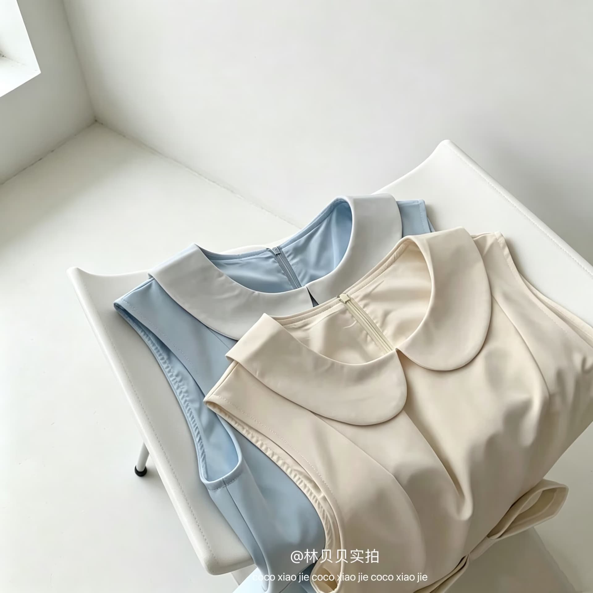 실사 윈저 미스 tr 사선 무늬 웨스트 로드 중 베이비 칼라 여성 드레스 허리 수축 슬림해 보이는 민소매 조끼 스커트 상세 이미지 3
