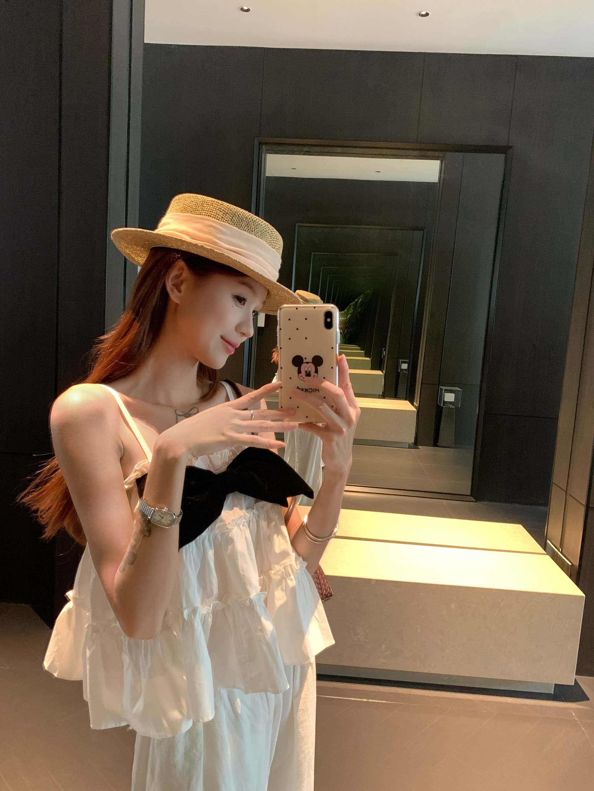 실사 디자인 센스 나비 매듭 캐미솔 여름 층 프릴 작은 대중 휴가 바람 민소매 짧은 맨위 상세 이미지 12