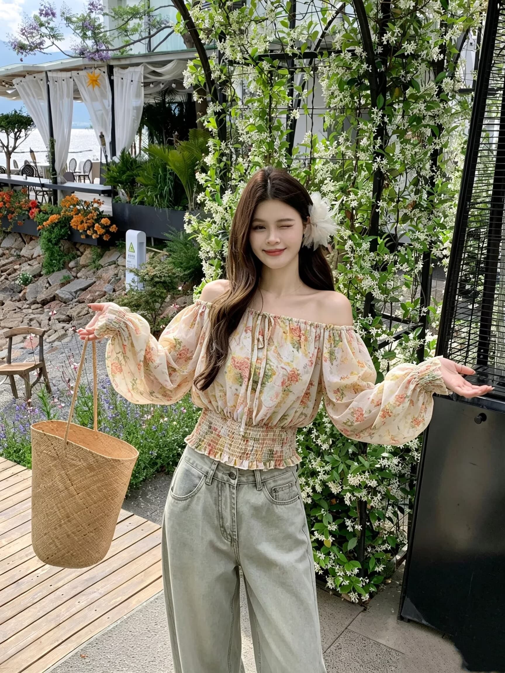 실사 2026 이른 가을 프랑스식 부드러운 낭만주의 프린트 슬림해 보이는 쉬폰 긴팔 작은 셔츠 상세 이미지 4
