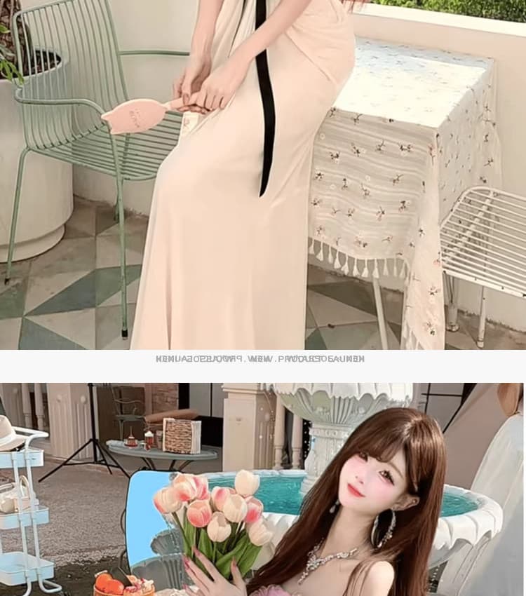 프랑스식 순수한 욕망 바람 3 차원 장미 꽃 슬립 여성 드레스 2026 새로운 품격 힙 주름 몸매 가꾸기 롱 스커트 상세 이미지 6
