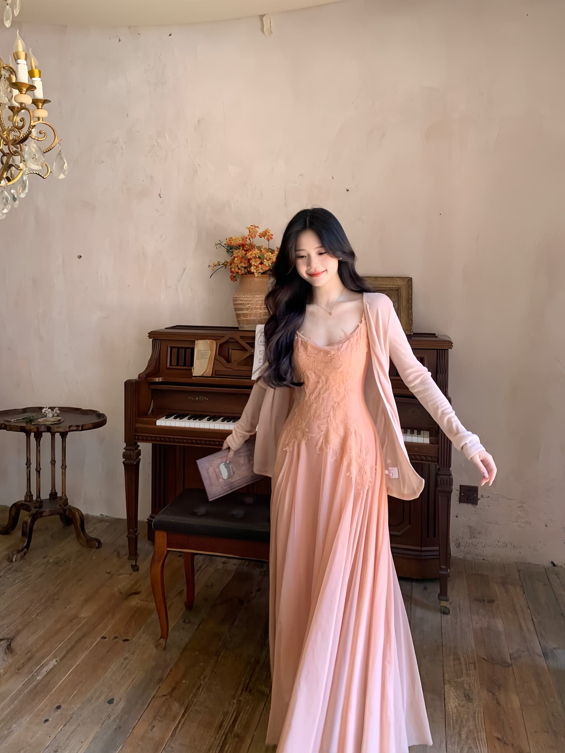 프랑스식 패션 명문 여성 품격 망사 슬립 드레스 외국 가스 휴가 바람 백리스 큰 진자 요정 롱 스커트 상세 이미지 5