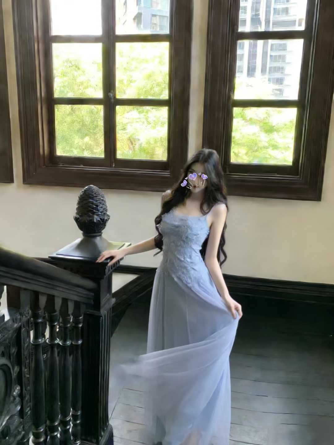 프랑스식 패션 명문 여성 품격 망사 슬립 드레스 외국 가스 휴가 바람 백리스 큰 진자 요정 롱 스커트 상세 이미지 15