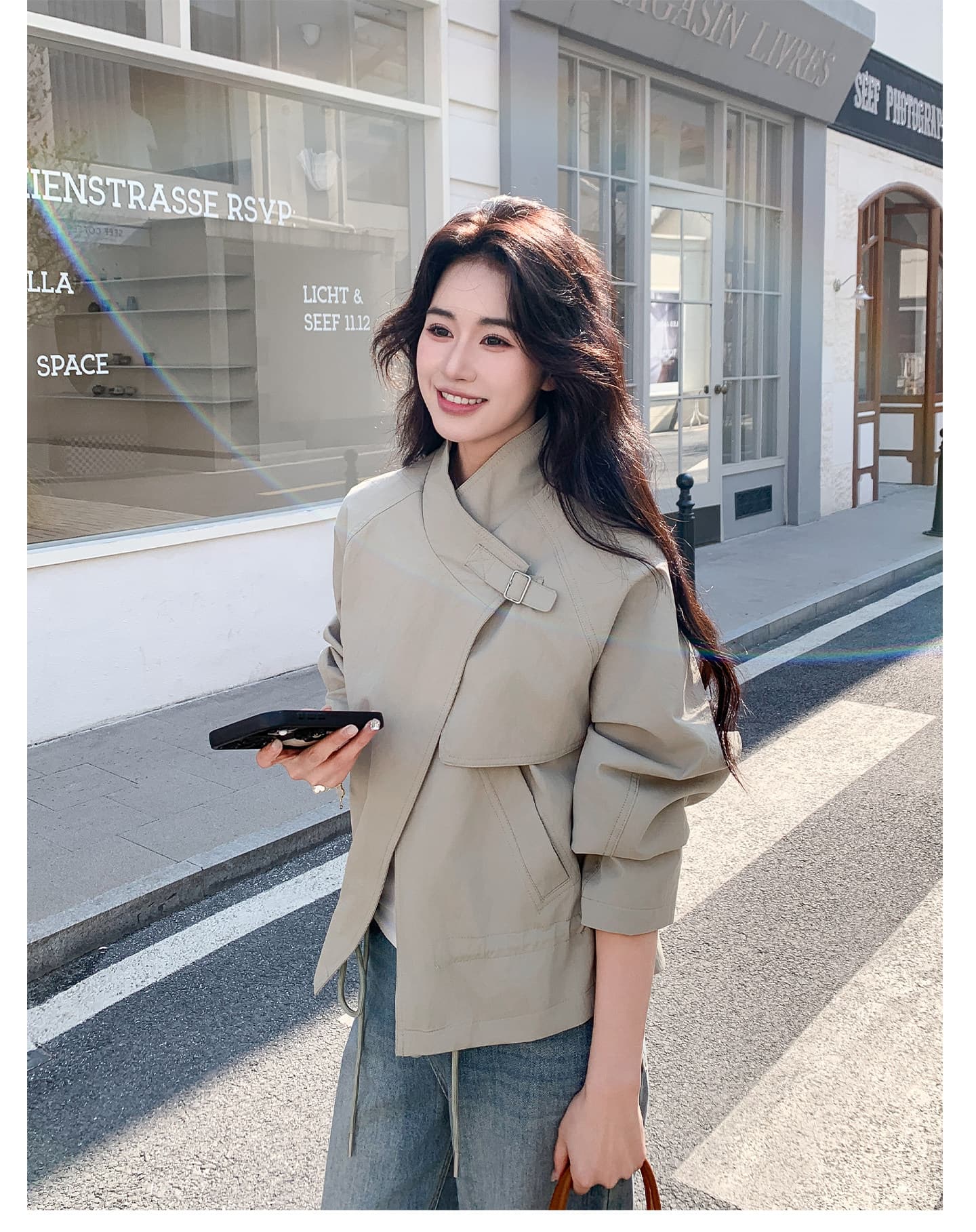 한 부서 캐주얼 스탠드 칼라 쇼트 스타일 바람막이 여성 코트 2026 봄 새로운 고급 센스 펌프 로프 워크웨어 재킷 맨위 상세 이미지 18