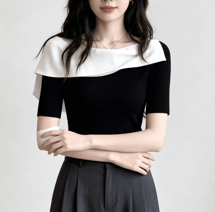 품격 반팔 티셔츠 여성 2026 새로운 여름 착용 가져 가라. 디자인 센스 고유 한 아름다운 자이언트 잘 생긴 ~ 중 아름다운 맨위 상세 이미지 2