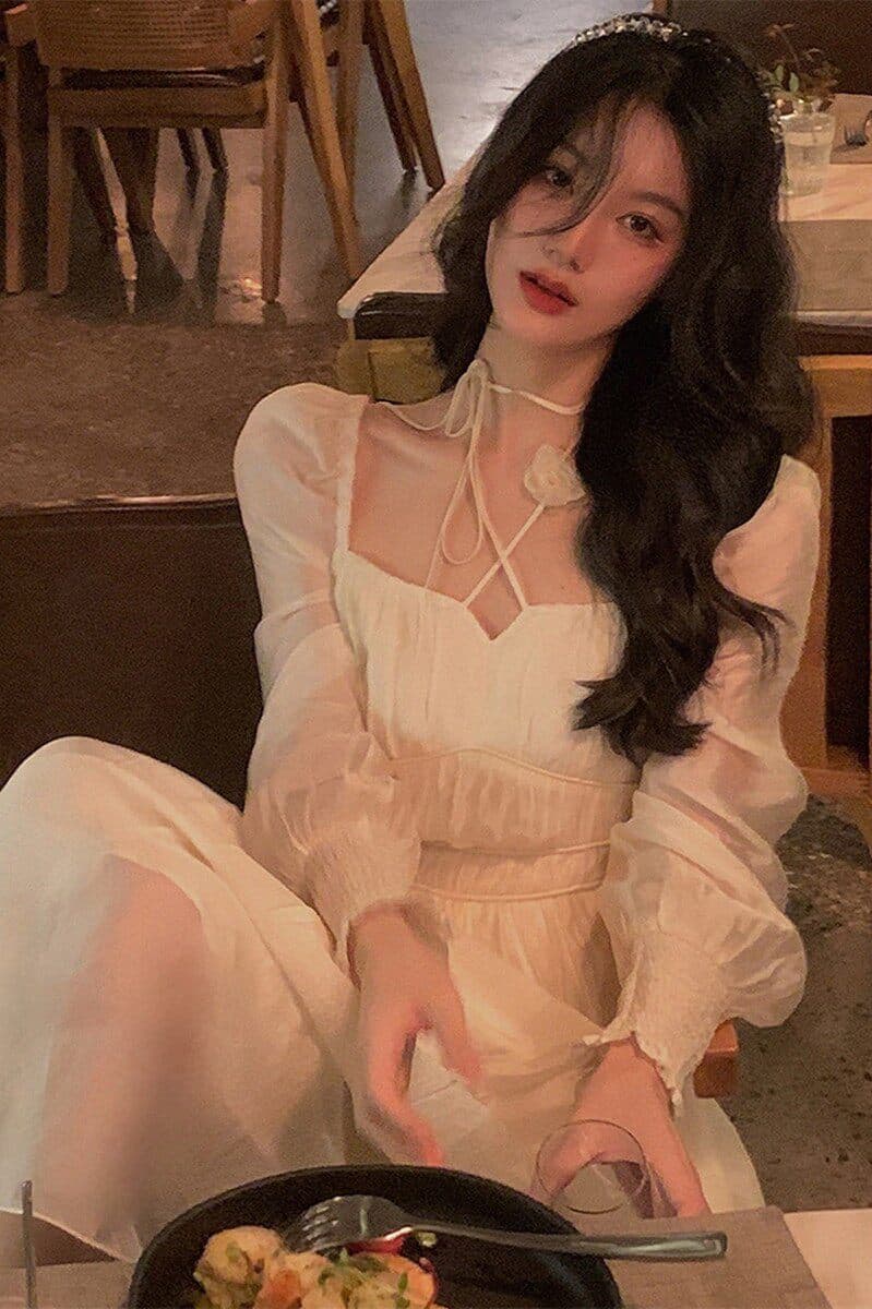 이른 봄 하이난 삼아 사진 찍기 잘 생긴 ~ 중 옷 여행 투피스 세트 해변 드레스 부드러운 망사 슬립 드레스 상세 이미지 34