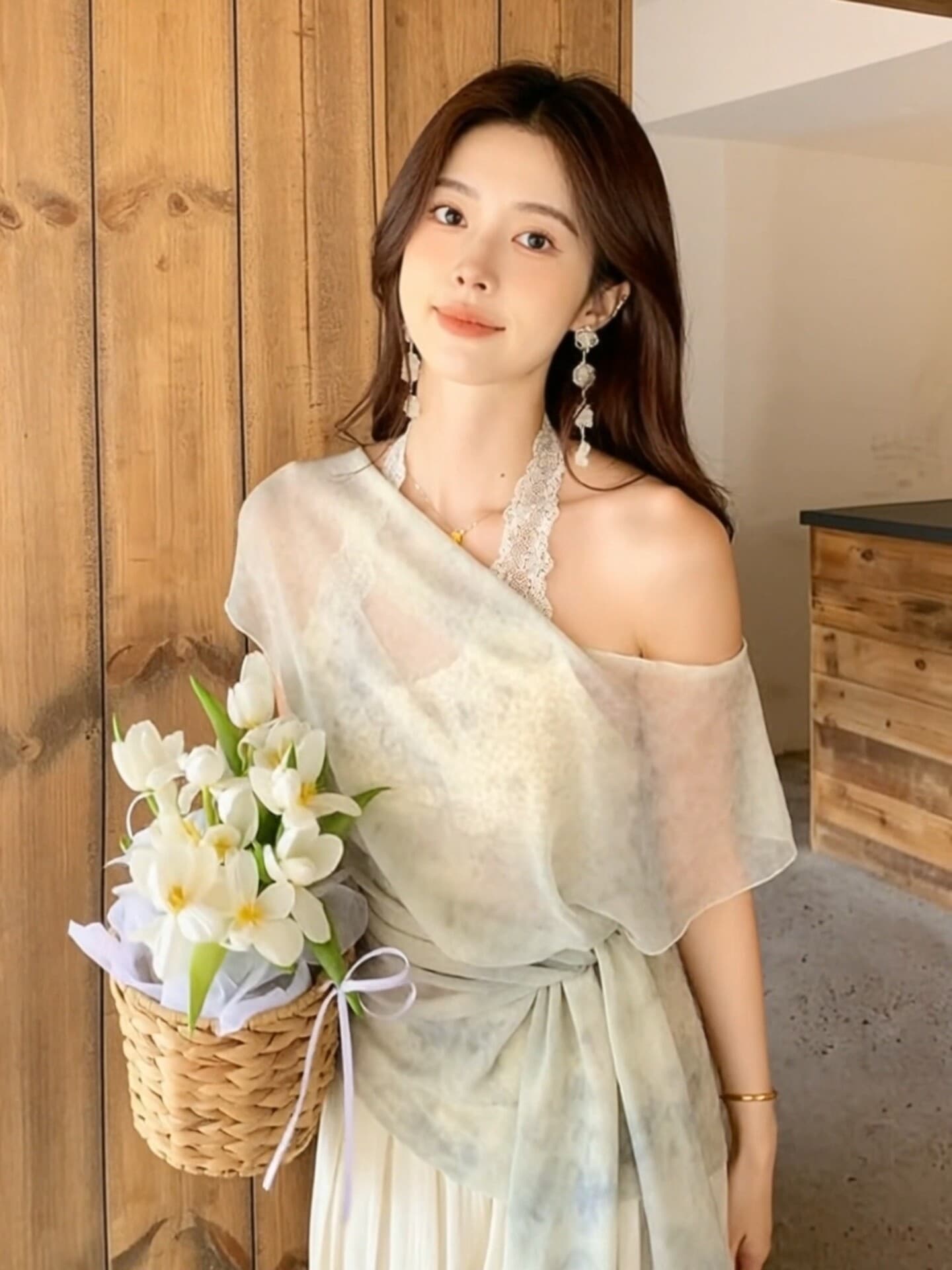 한 부서 녹색 홀치기 염색 행침 목 페이크 레이어드 맨위 여성 2026 년 여름 새로운 반팔 티셔츠 디자인 센스 작은 대중 상세 이미지 18