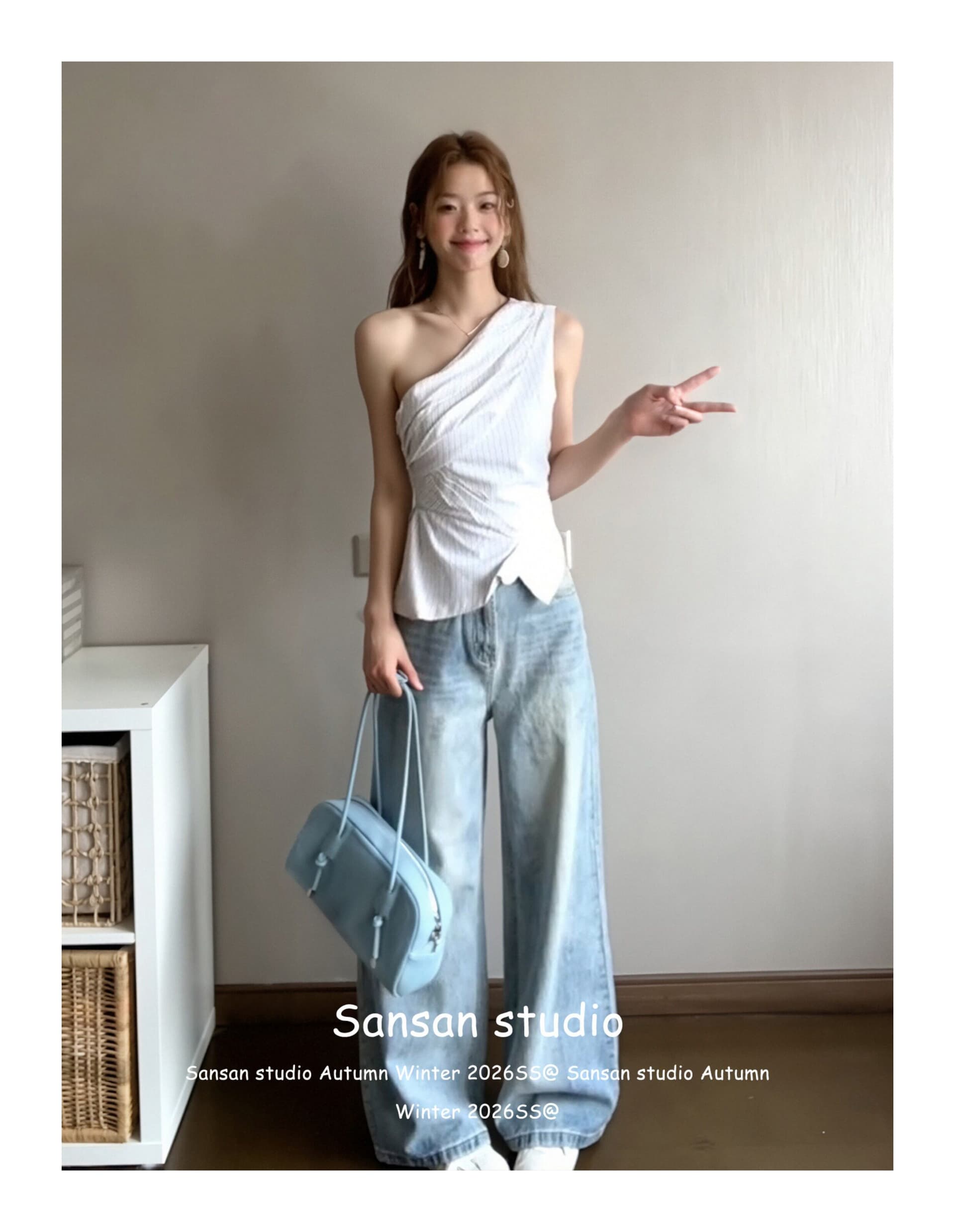 한 부서 비스듬한 어깨 스트라이프 조끼 여성 여름 착용 가져 가라. 불규칙 오프숄더 셔츠 슬립 몸매 가꾸기 슬림해 보이는 민소매 맨위 상세 이미지 17