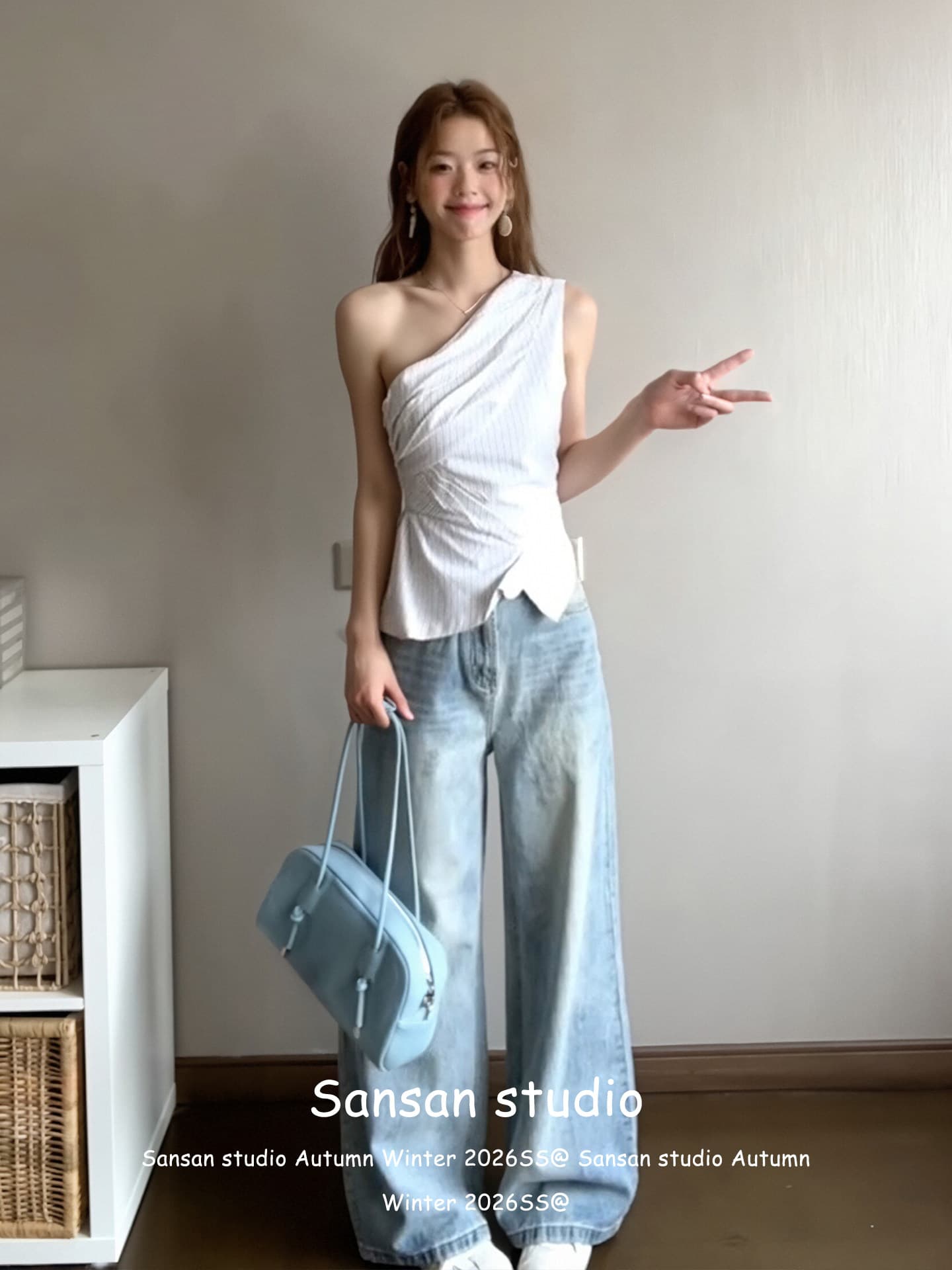 한 부서 비스듬한 어깨 스트라이프 조끼 여성 여름 착용 가져 가라. 불규칙 오프숄더 셔츠 슬립 몸매 가꾸기 슬림해 보이는 민소매 맨위 상세 이미지 27