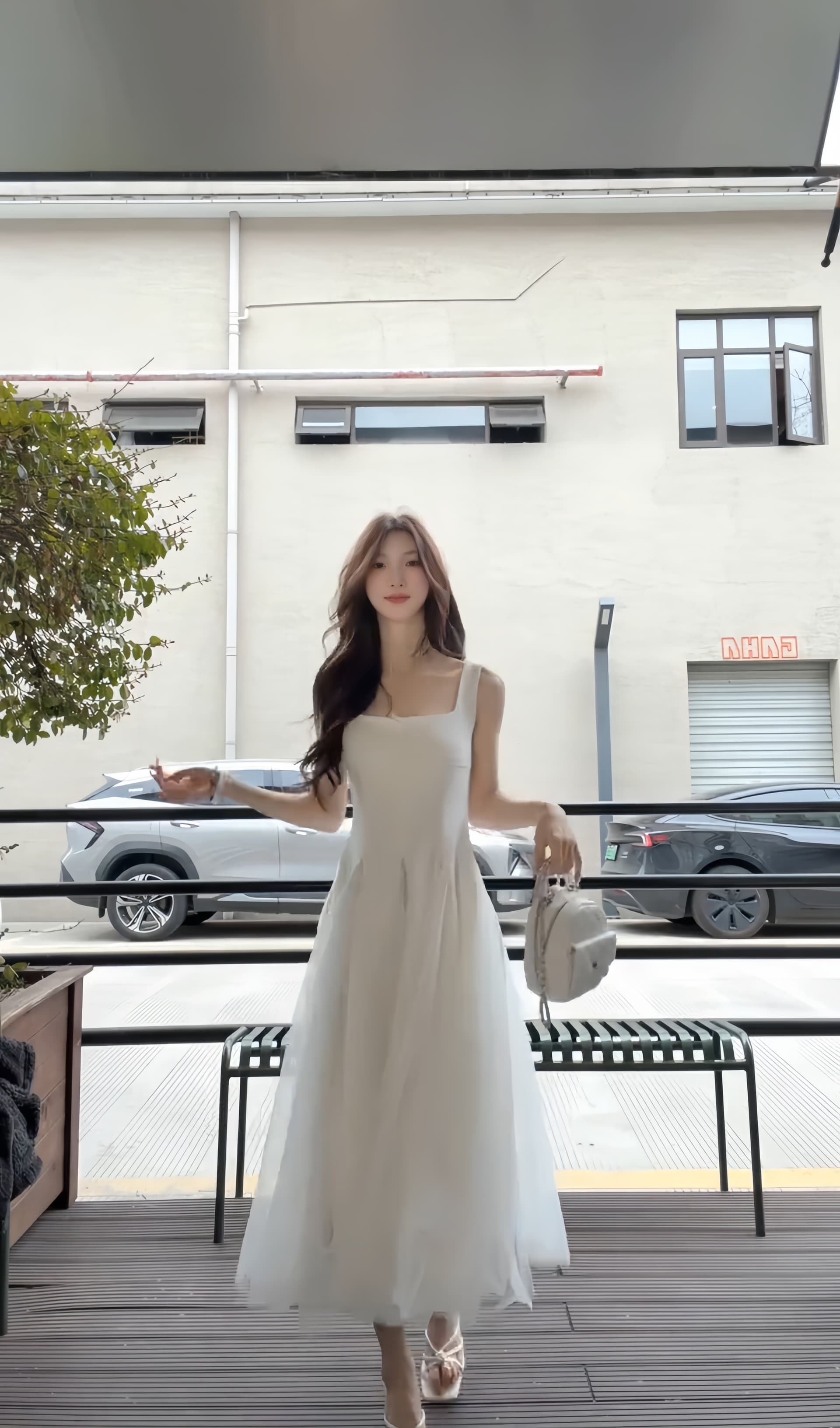 하나부터 왈츠 화이트 슬립 여성 드레스 망사 퍼프 요정 고급 센스 품격 라이센스 롱 스커트 상세 이미지 17