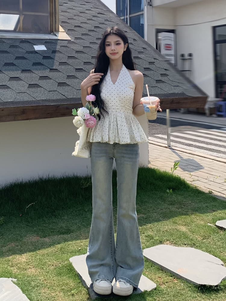 프랑스식 고급 도트 무늬 오프숄더 행침 목 맨위 여성 2026 년 여름 새로운 외출용 작은 조끼 디자인 센스 작은 대중 상세 이미지 45