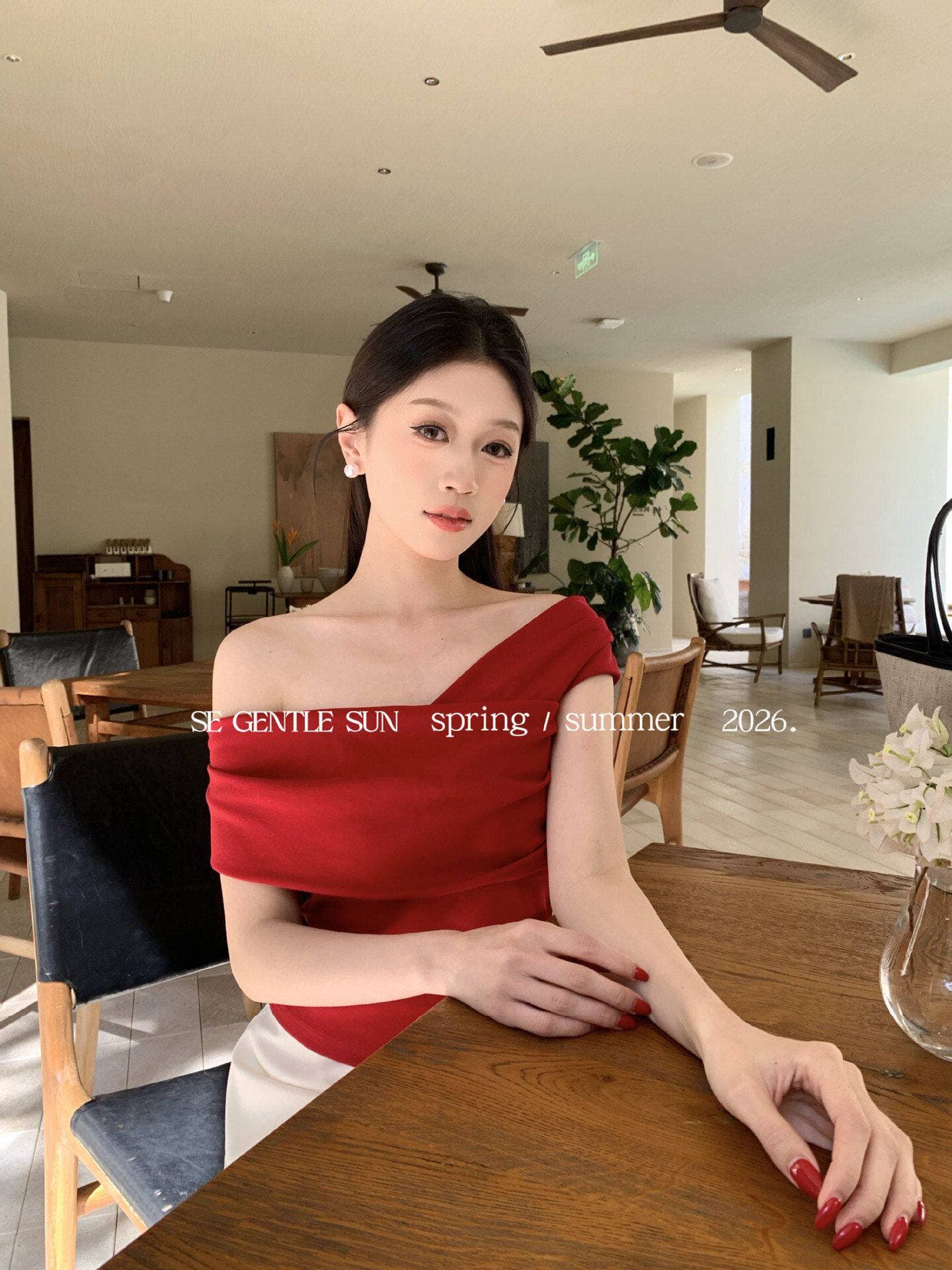 보여주기 희 희 2026 새로운 품격 오프숄더 몸매 가꾸기 니트 스웨터 오프숄더 반팔 티셔츠 여성 상세 이미지 32