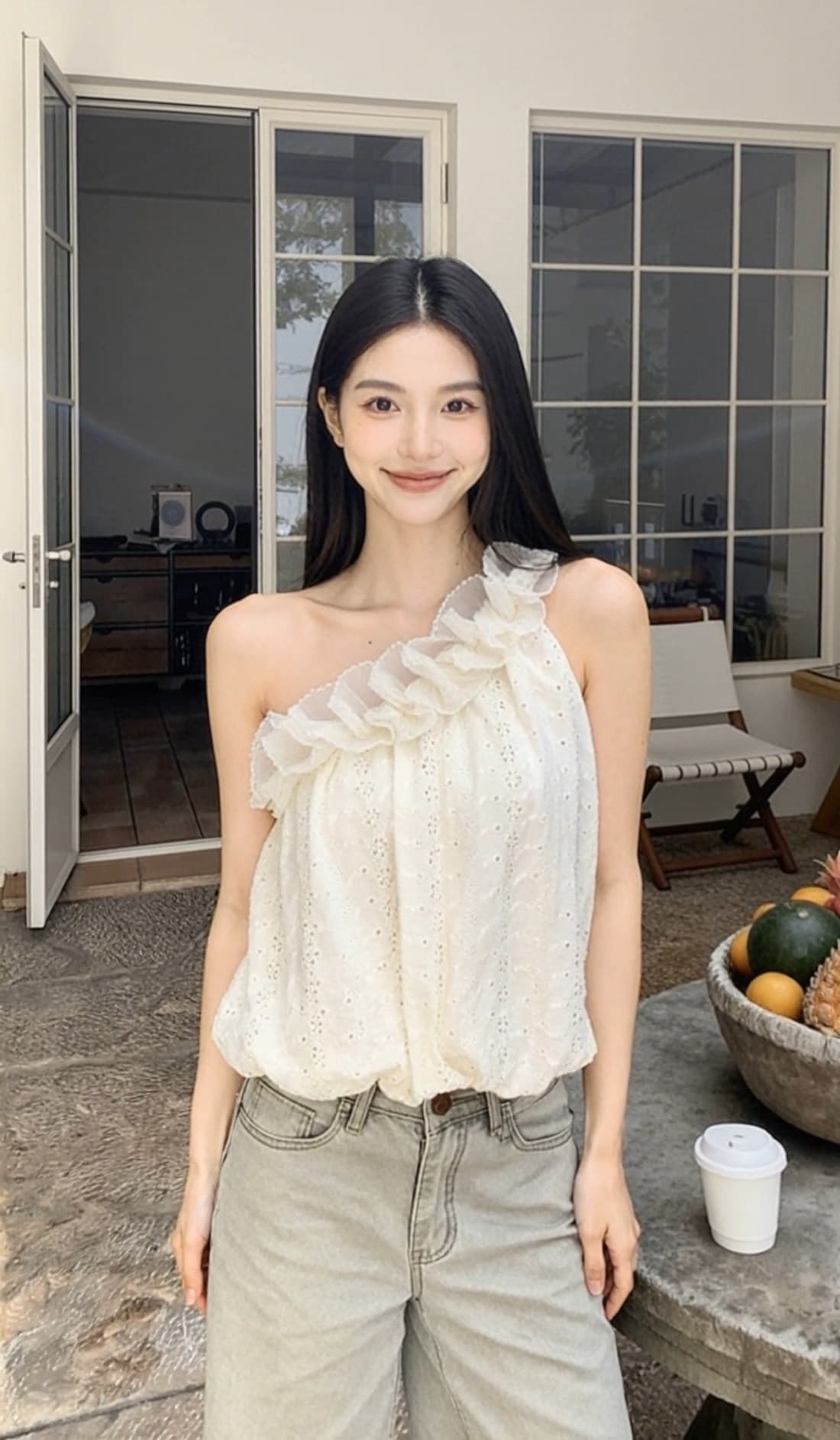 자이언트 잘 생긴 ~ 중 핫걸 레이스 레이스 비스듬한 어깨 의류 여성 2026 여름 새로운 쉬폰 작은 셔츠 디자인 센스 작은 대중 상세 이미지 10