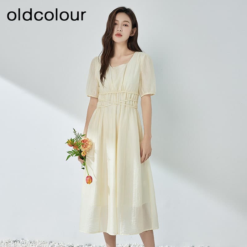 oldcolour 여름 새로운 미니멀리즘 품격 몸매 가꾸기 단색 다용도 여성 드레스