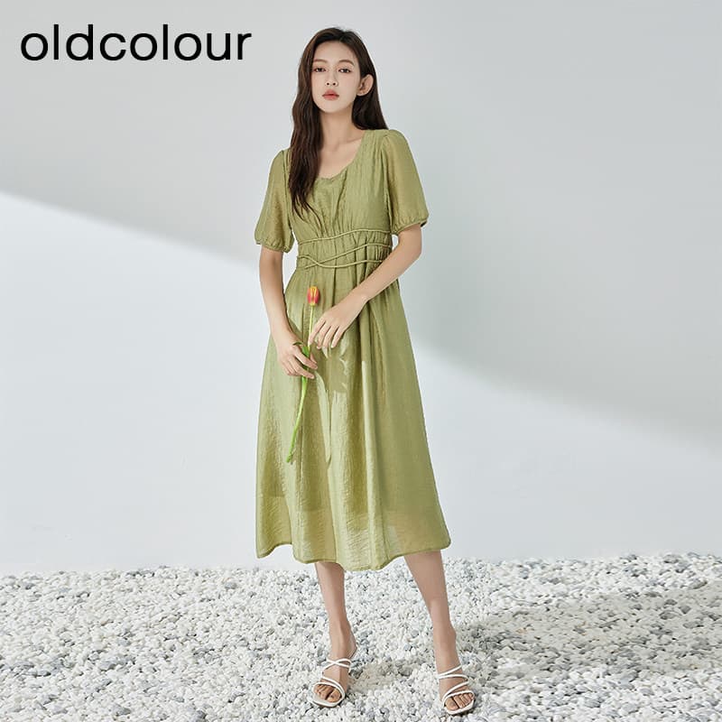 oldcolour 여름 새로운 미니멀리즘 품격 몸매 가꾸기 단색 다용도 여성 드레스 상세 이미지 8