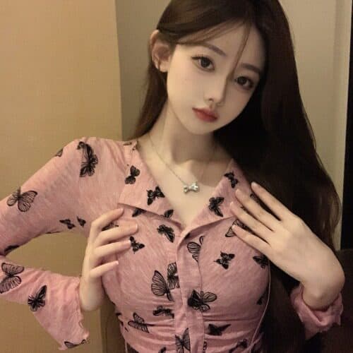 가을 겨울 순수한 욕망 바람 달콤한 매운맛 레트로 슬림해 보이는 디자인 센스 나비 니트 스웨터 여성 작은 키 고급 센스 쇼트 스타일 맨위 상세 이미지 1