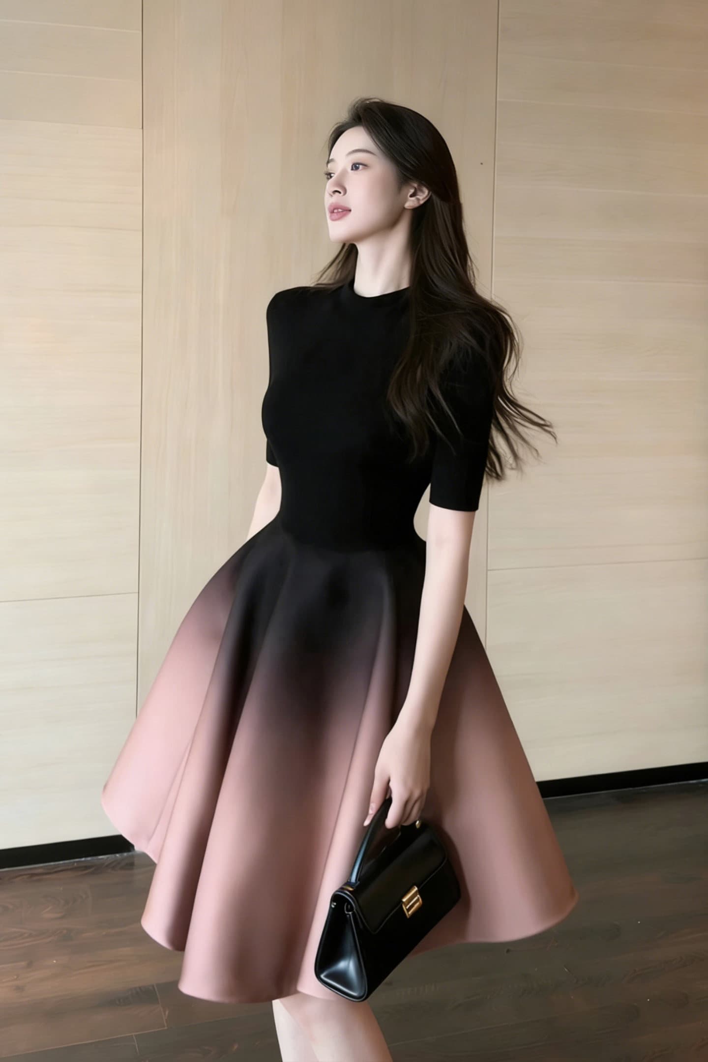장쑤 저장 및 상하이 천 골드 착용 가져 가라. 2026 여름 작은 샤넬 스타일 품격 헤일로 염색 그라데이션 한 마디 반신 스커트 반팔 세트 여성 상세 이미지 14