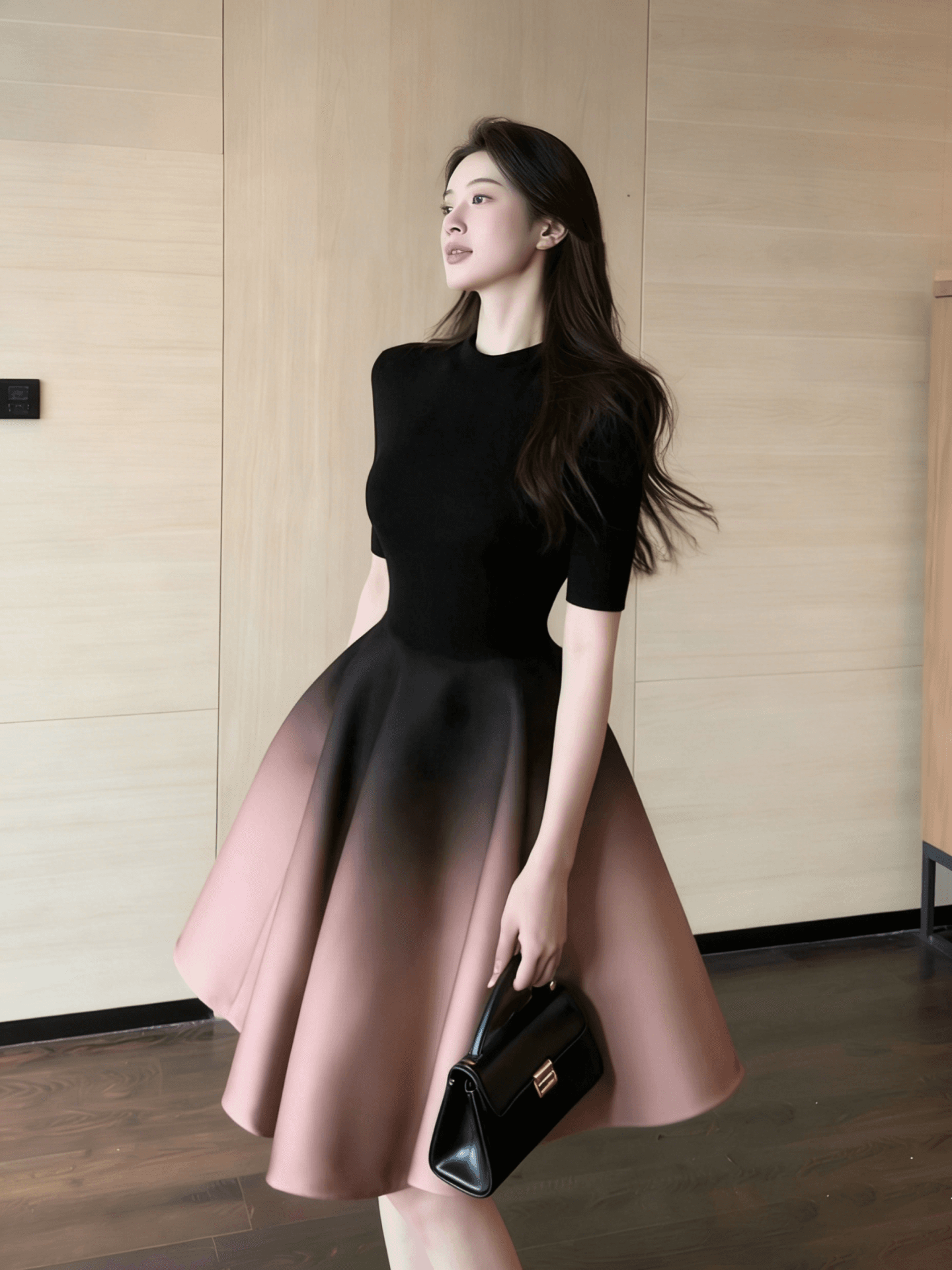 장쑤 저장 및 상하이 천 골드 착용 가져 가라. 2026 여름 작은 샤넬 스타일 품격 헤일로 염색 그라데이션 한 마디 반신 스커트 반팔 세트 여성 상세 이미지 16