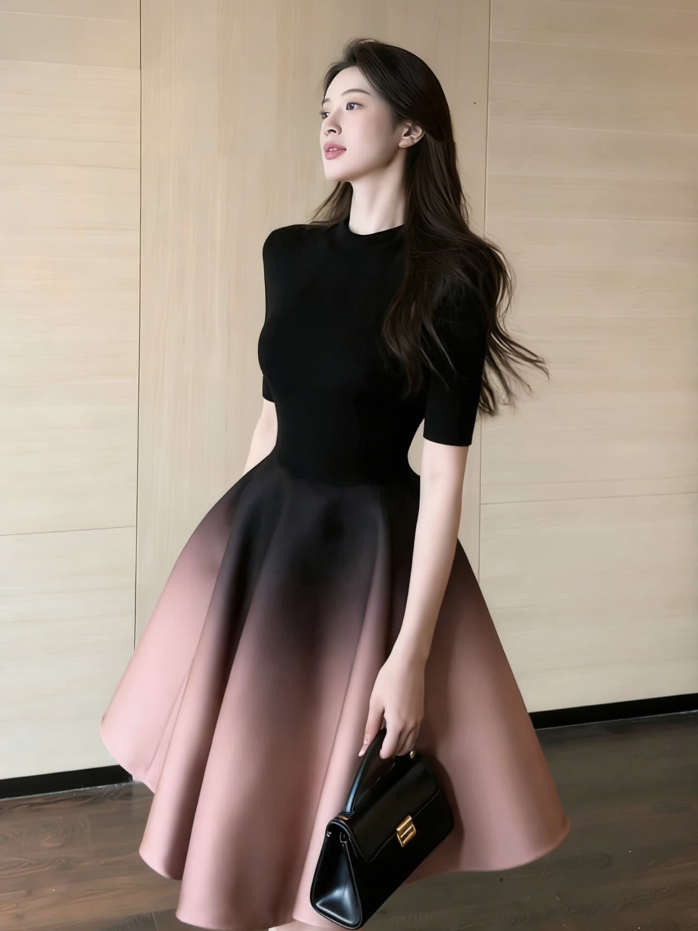 장쑤 저장 및 상하이 천 골드 착용 가져 가라. 2026 여름 작은 샤넬 스타일 품격 헤일로 염색 그라데이션 한 마디 반신 스커트 반팔 세트 여성 상세 이미지 19