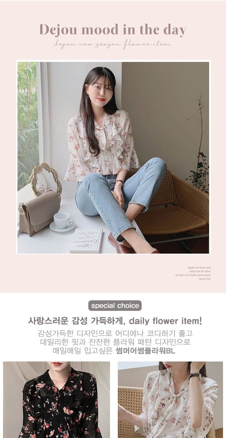 외국 가스 꽃무늬 작은 셔츠 셔츠 새로운 맨위 레이스업 프릴 2026 레트로 소매 여름 셔츠 여성 쉬폰 블라우스 상세 이미지 11